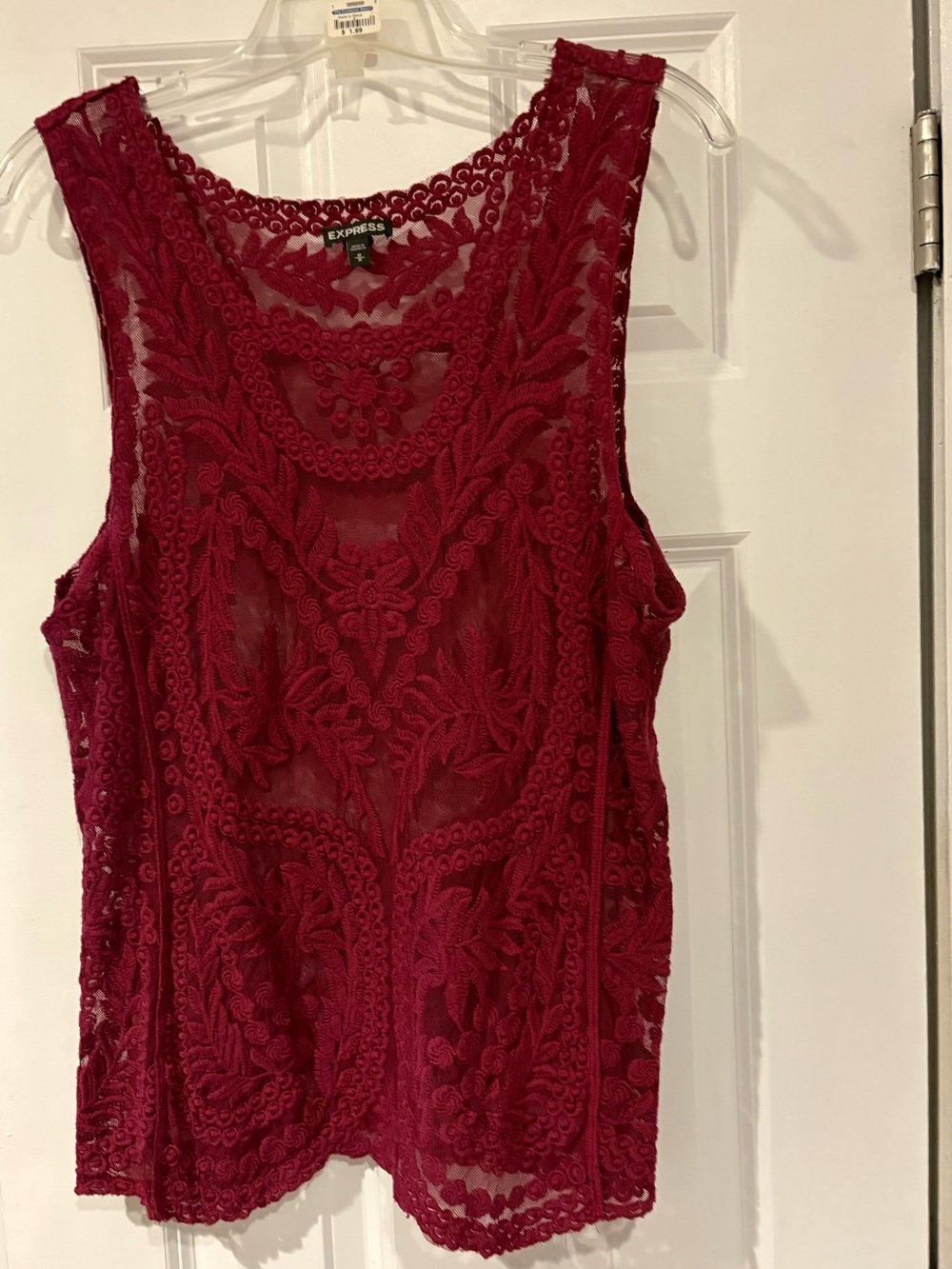 Express Burgundy Lace Sleeveless Top Size Medium